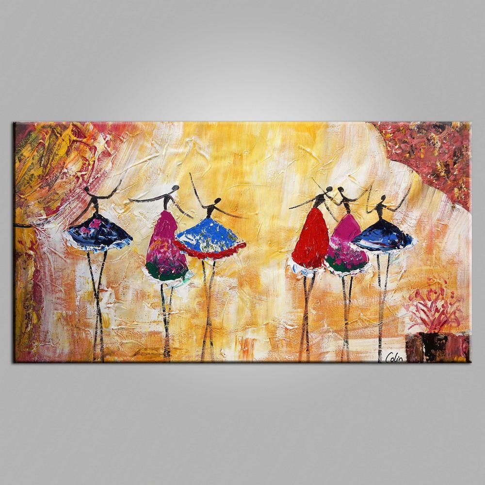 Simple Canvas Painting for Sale, Ballet Dancer Painting, Modern Wall Art Paintings, Heavy Texture Painting, Buy Paintings Online