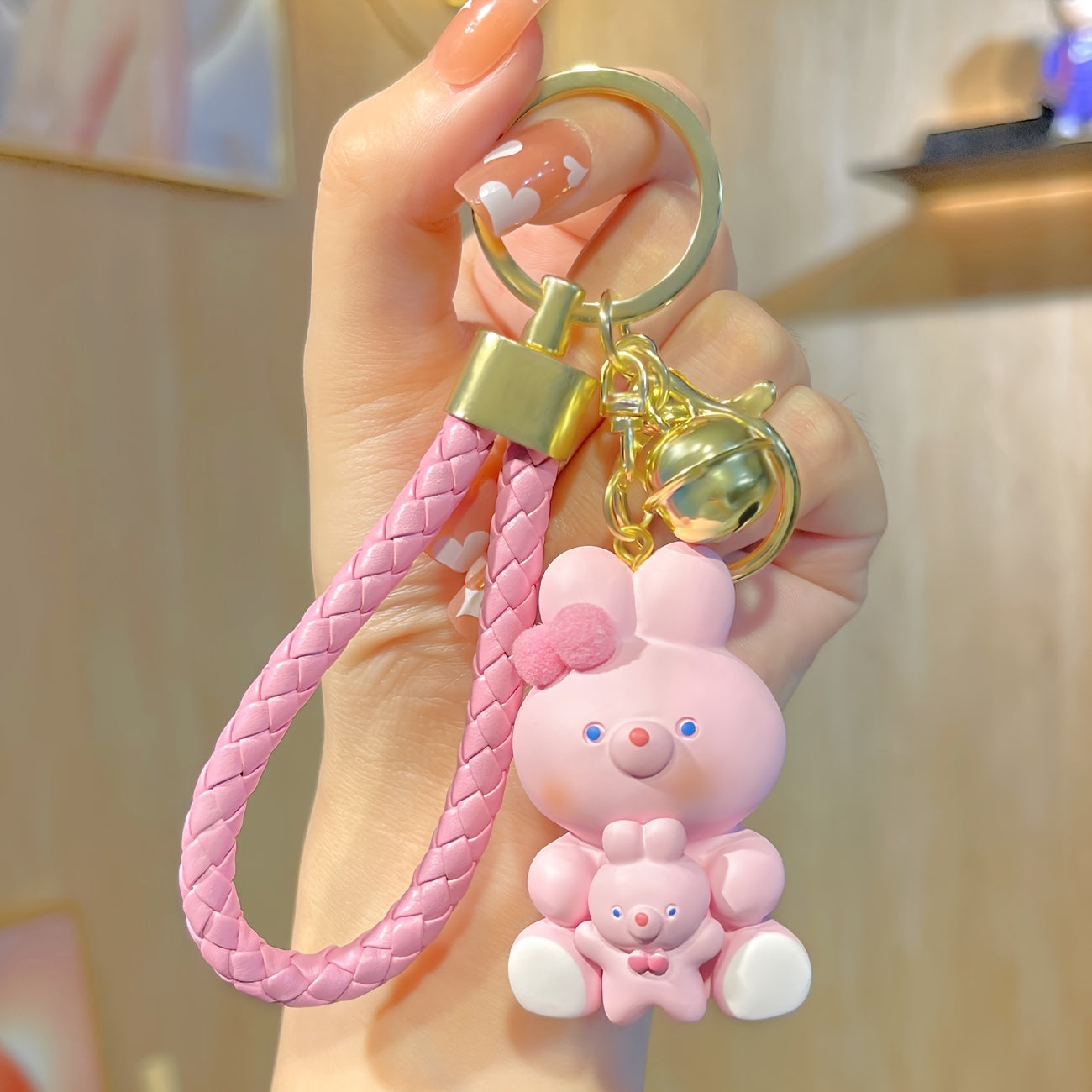 1pc Lovely Cuddle Rabbit Car Key Chain