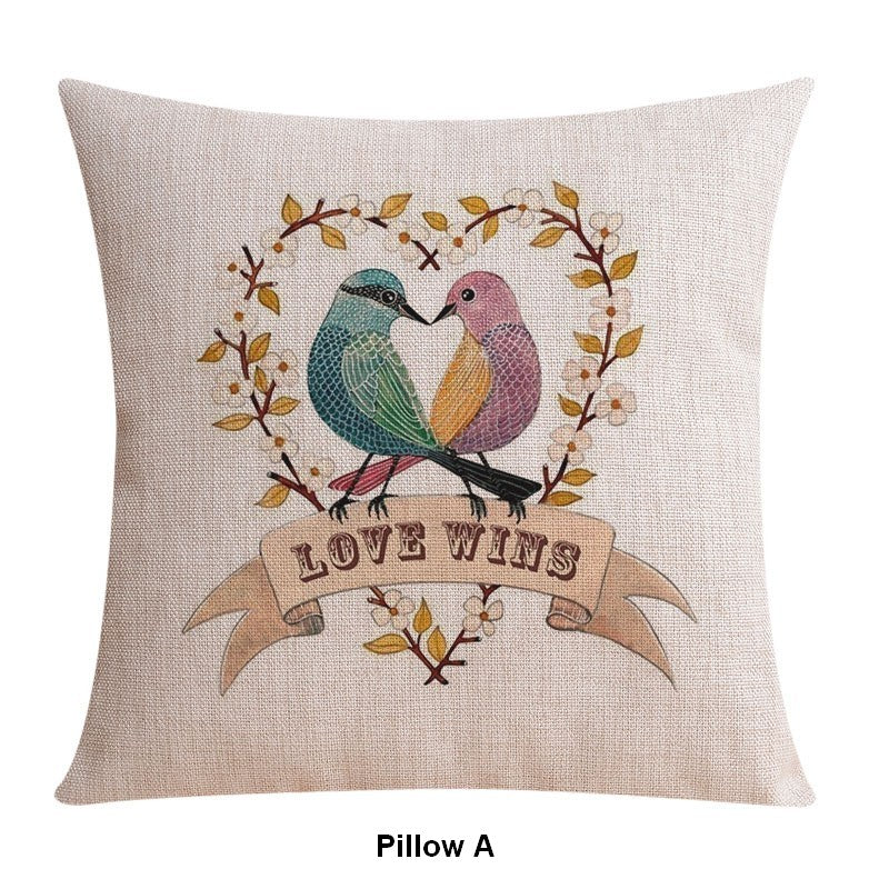 Large Decorative Pillow Covers, Decorative Sofa Pillows for Children's Room, Love Birds Throw Pillows for Couch, Singing Birds Decorative Throw Pillows