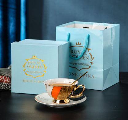 Elegant Royal Ceramic Coffee Cups, Unique Tea Cups and Saucers in Gift Box as Birthday Gift, Beautiful British Tea Cups, Creative Bone China Porcelain Tea Cup Set