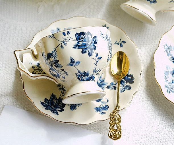 Elegant Vintage Ceramic Coffee Cups for Afternoon Tea, Royal Ceramic Cups, French Style China Porcelain Tea Cup Set, Unique Tea Cup and Saucers