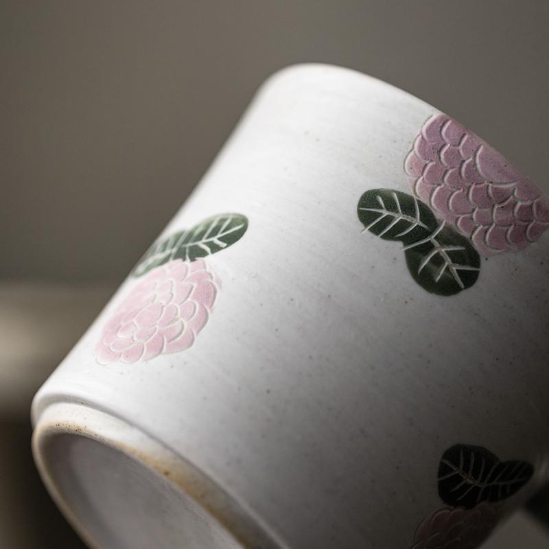 Handmade Pottery Coffee Cup,  Rose Ceramic Coffee Mug, Cappuccino Coffee Cup, Tea Cup