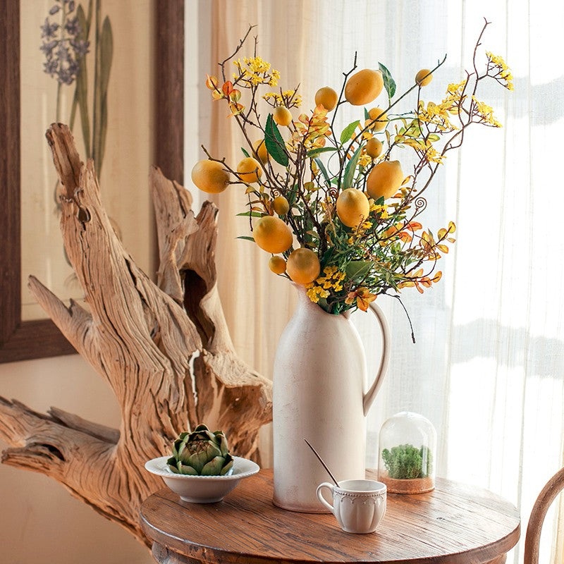 Lemon Branch, Fragrans stems, Fern leaf, Creative Flower Arrangement Ideas for Home Decoration, Unique Artificial Flowers, Simple Artificial Floral for Dining Room Table