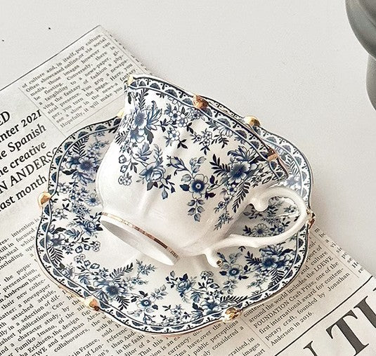 French Style China Porcelain Tea Cup Set, Unique Tea Cup and Saucers, Royal Ceramic Cups, Elegant Vintage Ceramic Coffee Cups for Afternoon Tea