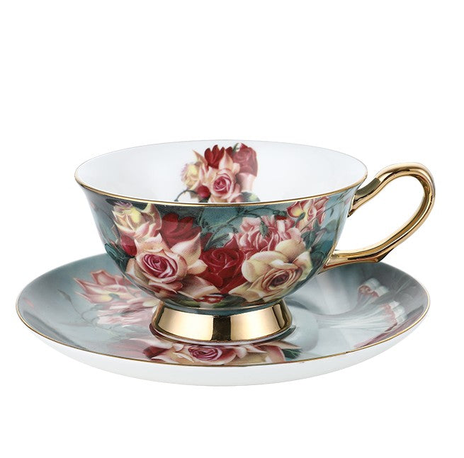 Rose Royal Ceramic Cups, Elegant Flower Ceramic Coffee Cups, Afternoon Bone China Porcelain Tea Cup Set, Unique Tea Cups and Saucers in Gift Box