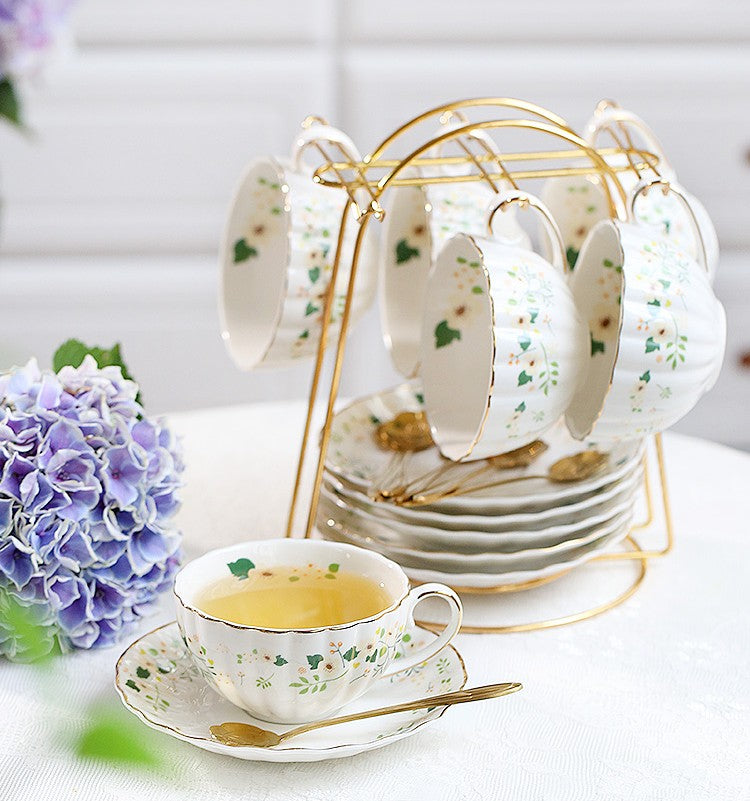 Unique Ceramic Coffee Cups, Creative Bone China Porcelain Tea Cup Set, Traditional English Tea Cups and Saucers, Afternoon British Tea Cups