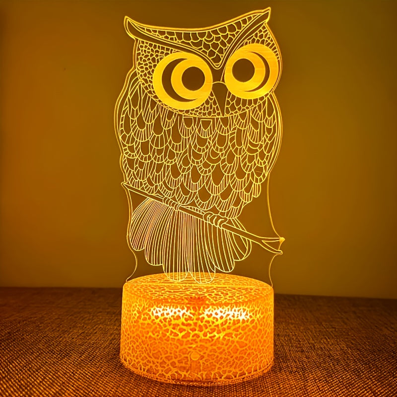 3D Night Light, Owl Shape, USB Atmosphere Desk Lamp, Bedroom Decoration, Gift For Children