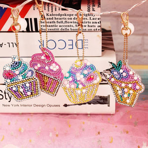 4pcs Cake Ice Cream DIY  Diamond Keychain ktclubs.com