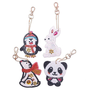 4pcs DIY Animals Full Drill Special Shaped Diamond  Keychain ktclubs.com