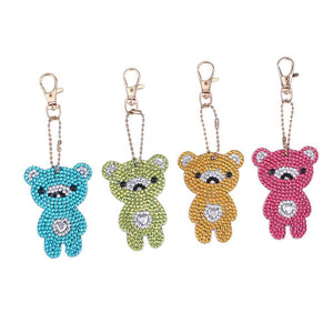 4pcs DIY Bear Full Drill Special Shaped Diamond  Keychain ktclubs.com