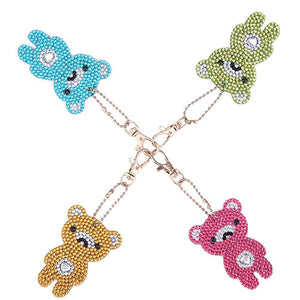 4pcs DIY Bear Full Drill Special Shaped Diamond  Keychain ktclubs.com