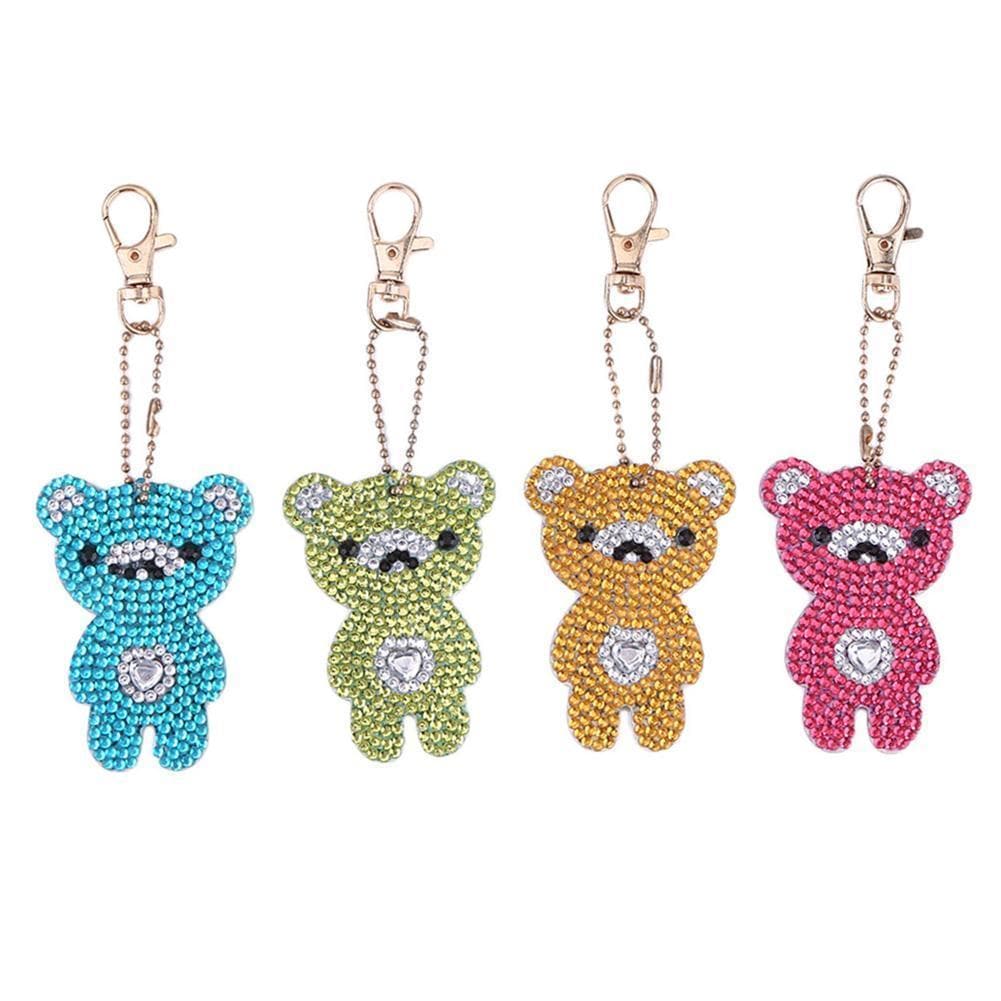 4pcs DIY Bear Full Drill Special Shaped Diamond  Keychain ktclubs.com