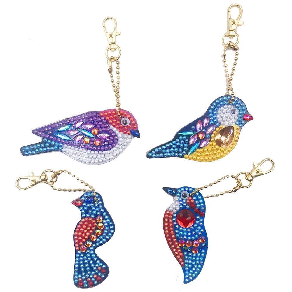 4pcs DIY Birds Full Drill Special Shaped Diamond  Keychain ktclubs.com