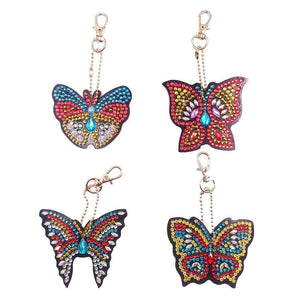 4pcs DIY Butterfly Full Drill Special Shaped Diamond  Keychain ktclubs.com