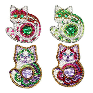 4pcs DIY Cat Special Shaped Full Drill  Diamond  Keychain ktclubs.com