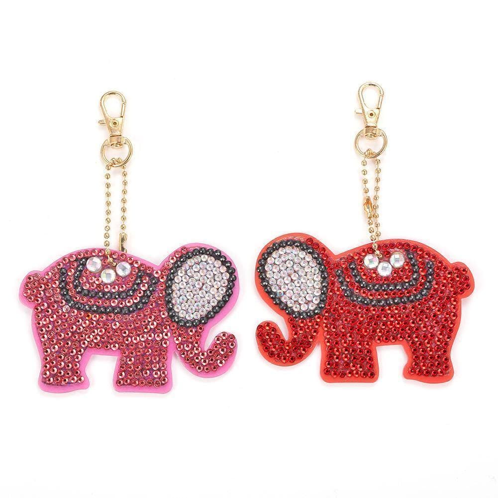 4pcs DIY  Elephant Special Shaped Full Drill Diamond Keychain ktclubs.com