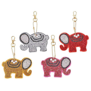 4pcs DIY  Elephant Special Shaped Full Drill Diamond Keychain ktclubs.com