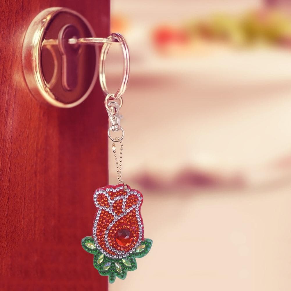 4pcs DIY Flowers Full Drill Special Shaped Diamond  Keychain ktclubs.com