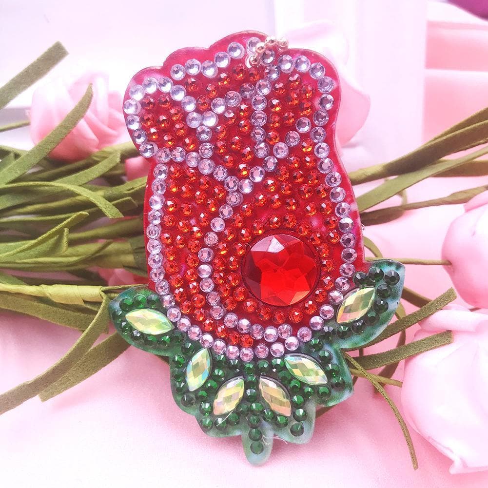 4pcs DIY Flowers Full Drill Special Shaped Diamond  Keychain ktclubs.com