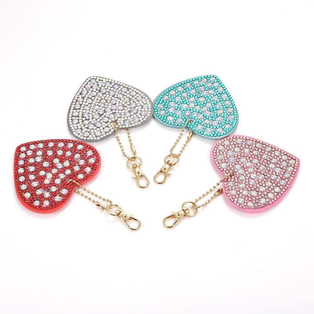 4pcs DIY Heart Special Shaped Full Drill Diamond Keychain ktclubs.com