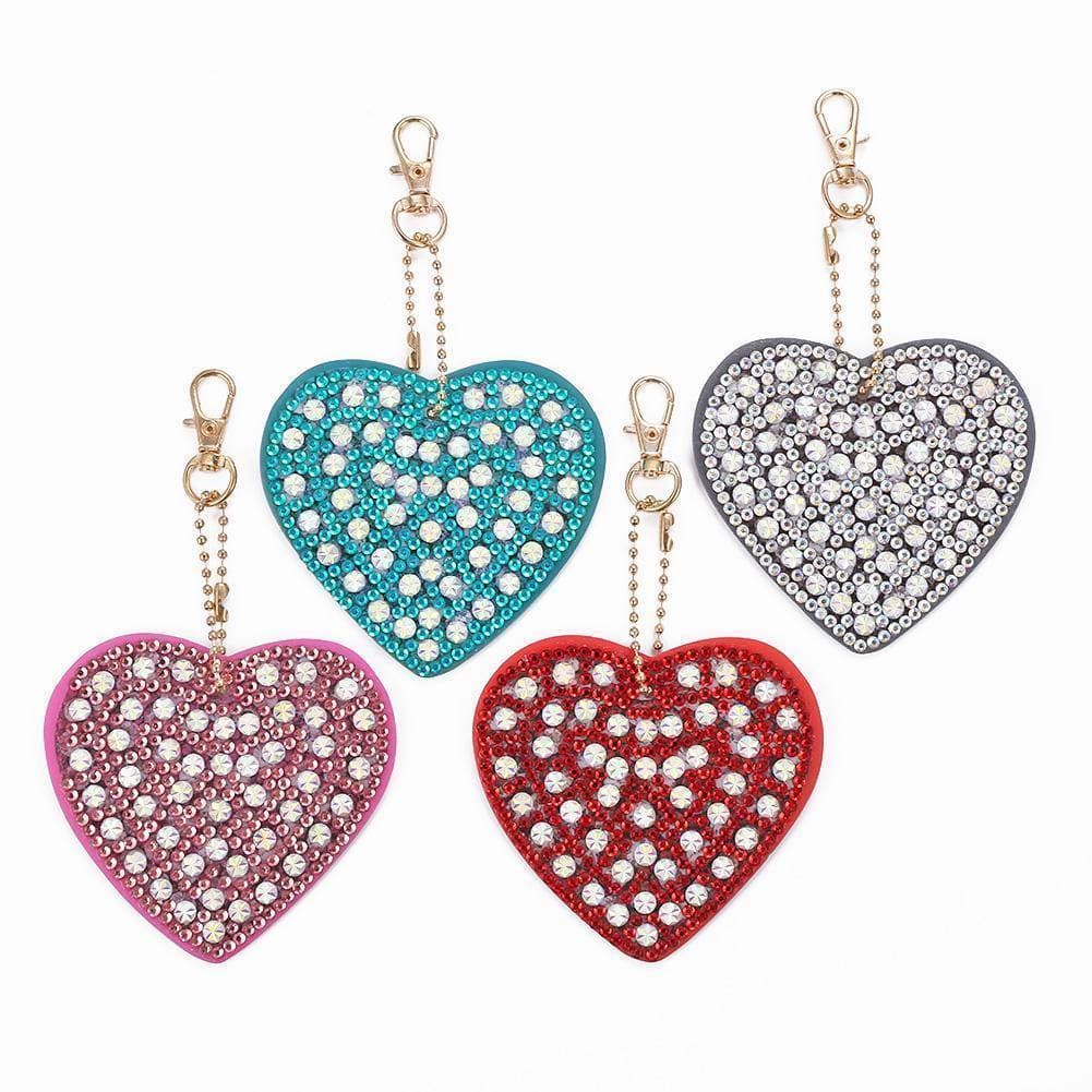 4pcs DIY Heart Special Shaped Full Drill Diamond Keychain ktclubs.com