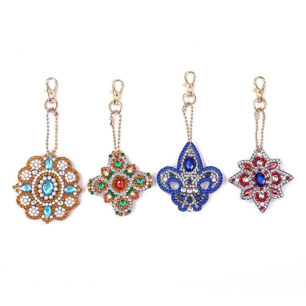 4pcs DIY  Mandala Full Drill Special Shaped Diamond  Keychain ktclubs.com