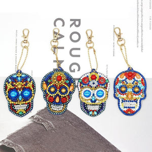 4pcs DIY Skull Special-shaped Full Drill Diamond  Keychain ktclubs.com