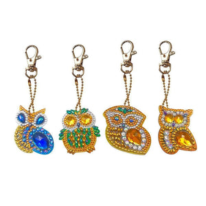 4pcs Owl DIY Special Shape Full Drills Diamond Keychain ktclubs.com