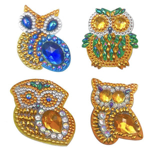 4pcs Owl DIY Special Shape Full Drills Diamond Keychain ktclubs.com