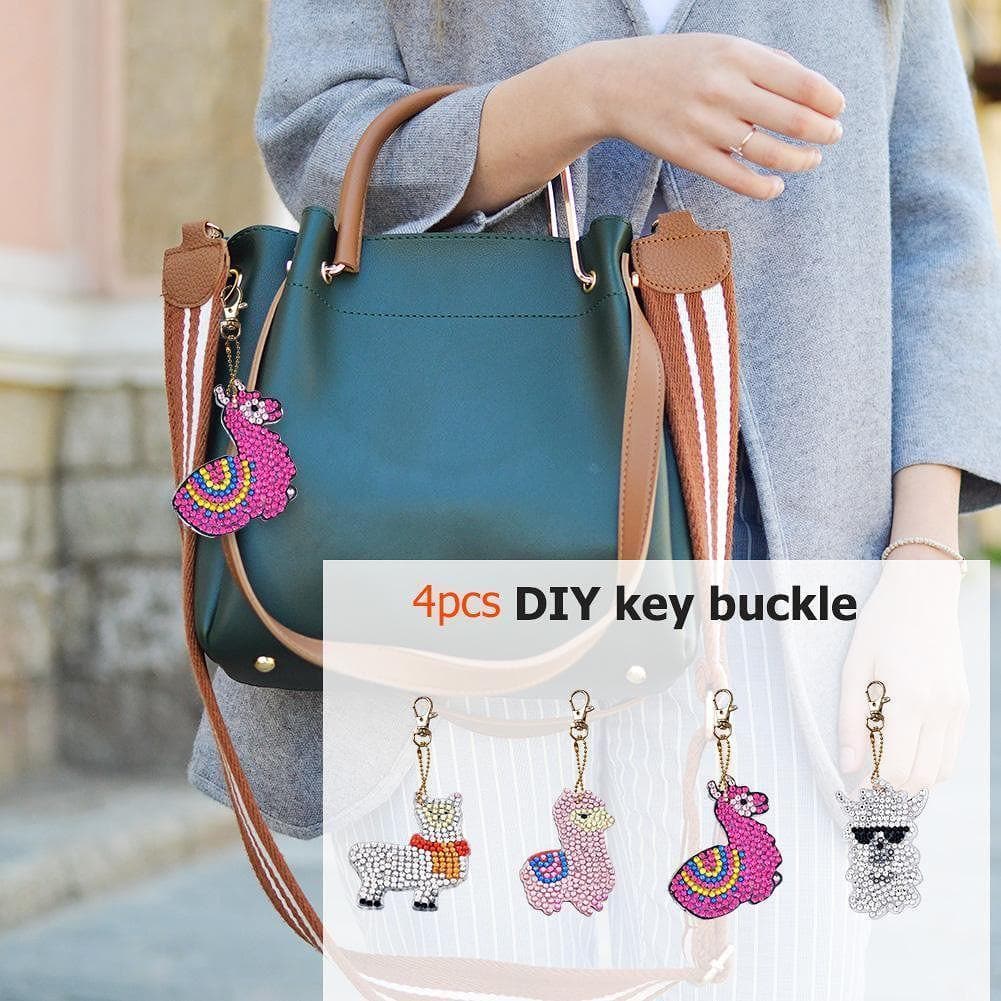 4pcs/Set DIY Animal Diamond   Keychain ktclubs.com