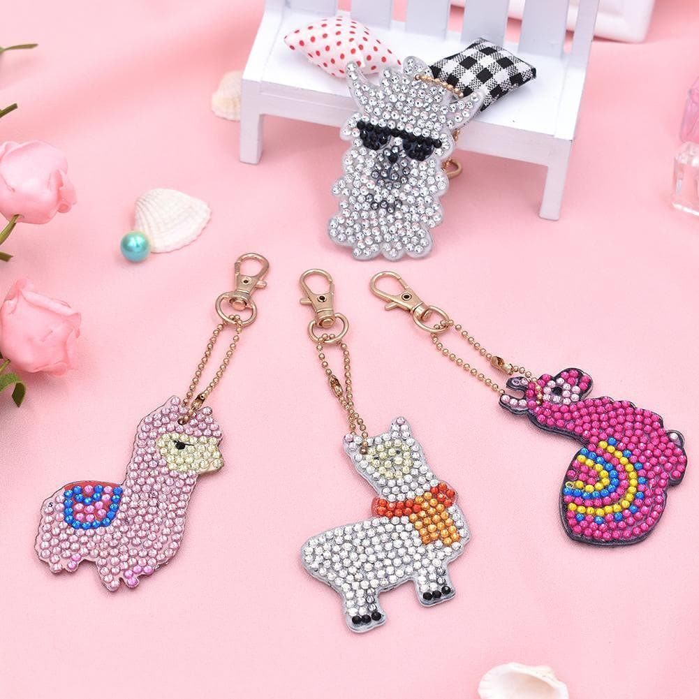 4pcs/Set DIY Animal Diamond   Keychain ktclubs.com