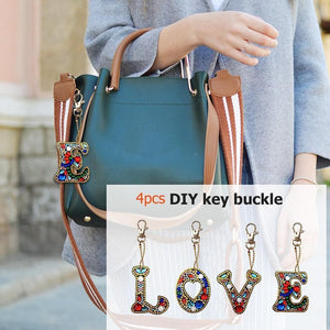 4pcs/set DIY Love Full Drill Special Shaped Diamond  Keychain ktclubs.com