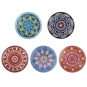 5 Mandala diamond painting coasters ktclubs.com