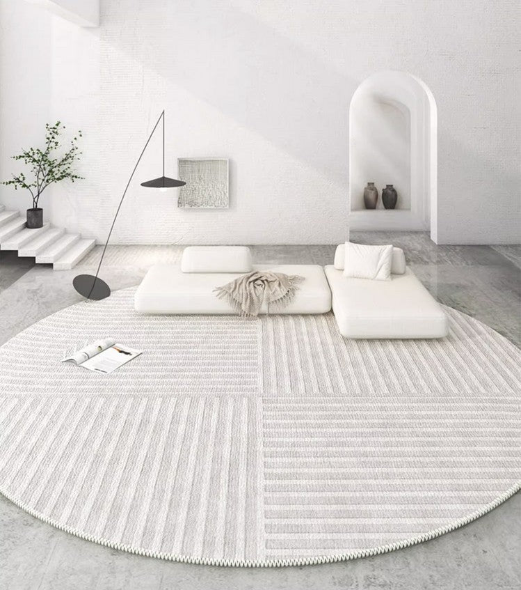 Abstract Contemporary Round Rugs for Dining Room, Geometric Modern Rug Ideas for Living Room, Modern Rugs for Dining Room, Washable Modern Rugs for Bathroom