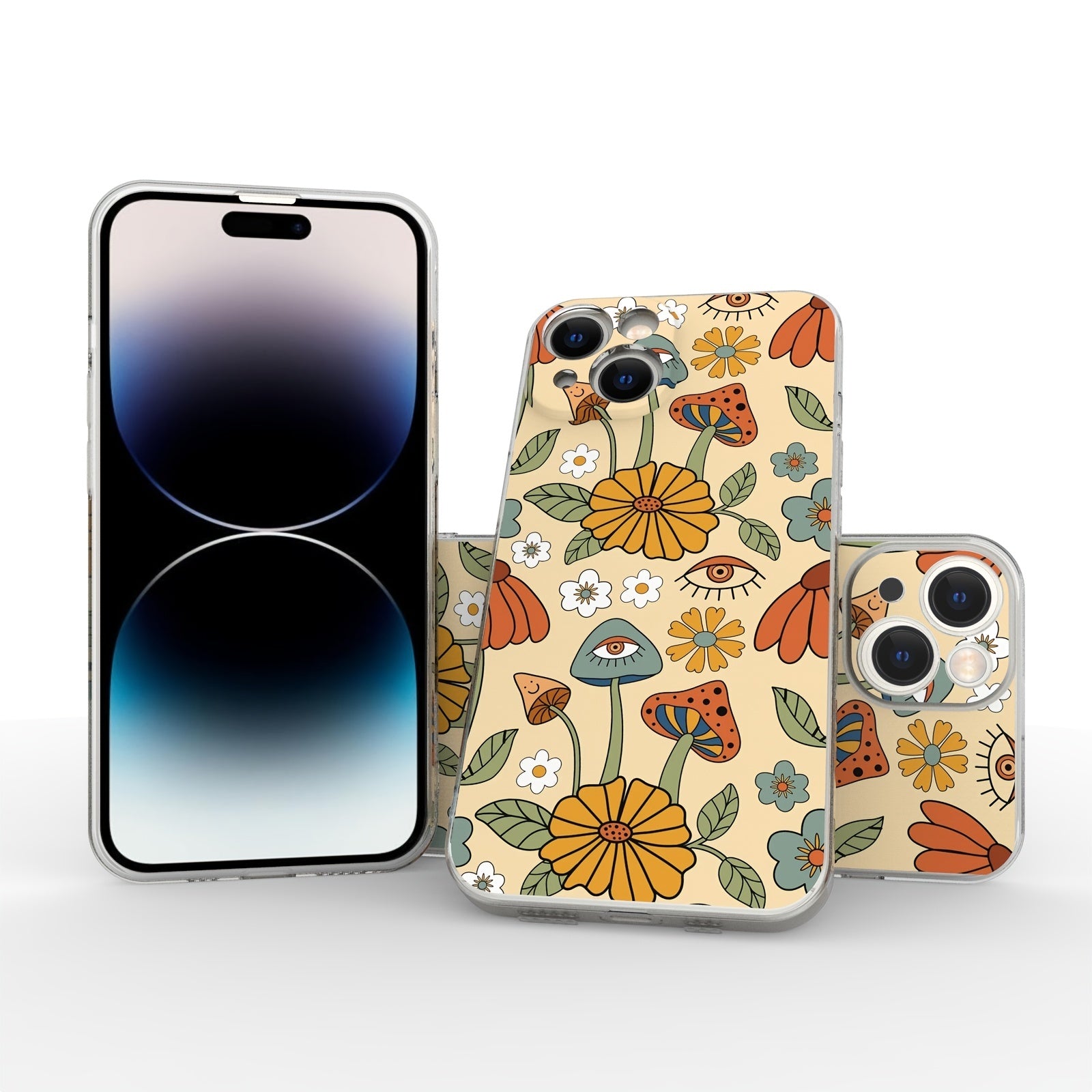 Psychedelic Hippie Mushroom And Flowers With Eyes Phone Case