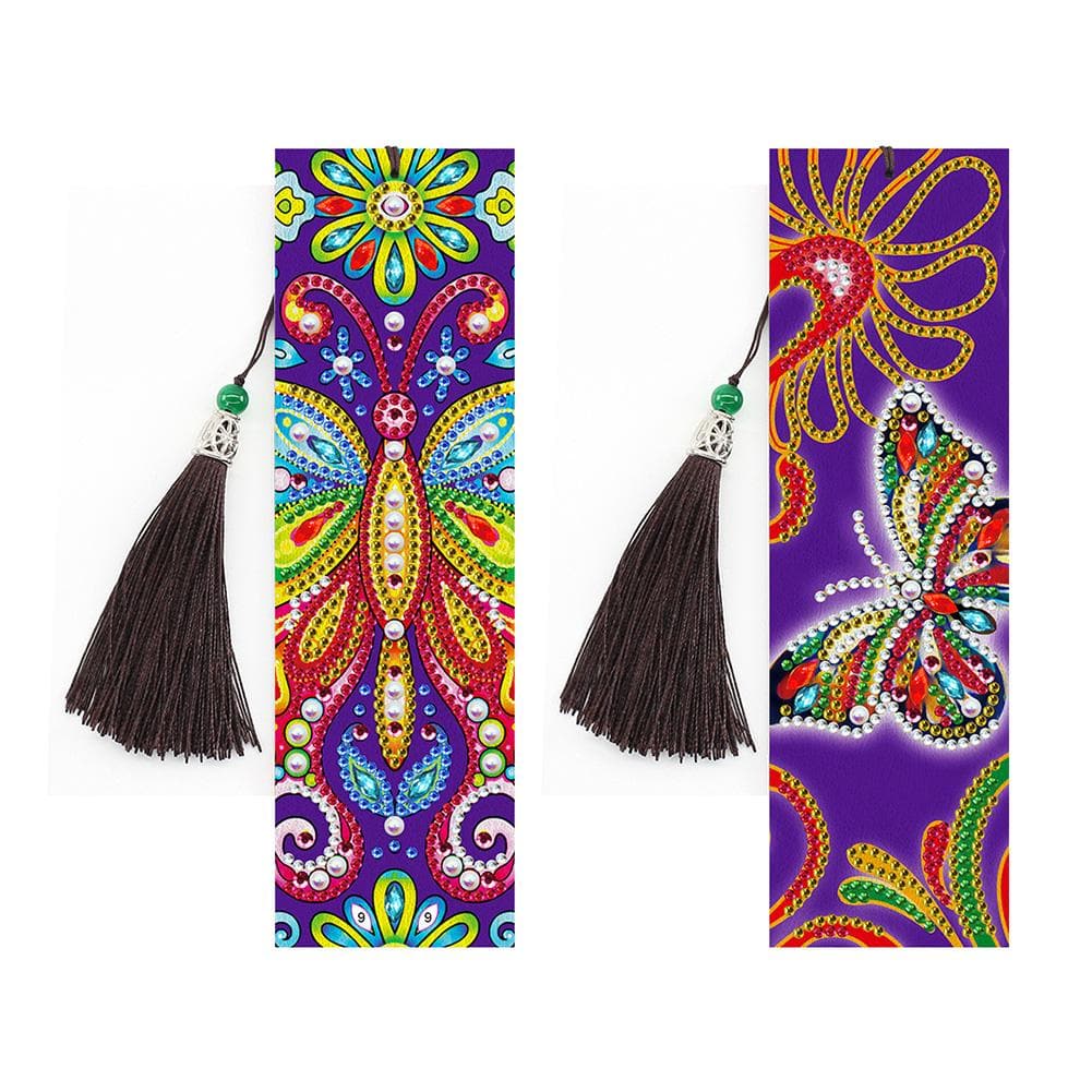 5D DIY Special Shaped Diamond Painting Leather Butterfly Tassel Book Marks ktclubs.com