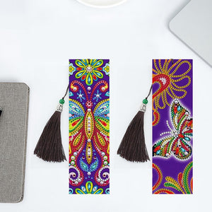 5D DIY Special Shaped Diamond Painting Leather Butterfly Tassel Book Marks ktclubs.com