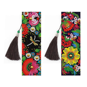 5D DIY Special Shaped Diamond Painting Leather Flower Tassel Art Book Marks ktclubs.com