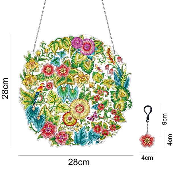 5D DIY diamond painting wreath with LED lights and keychain pendant kit shaped diamond art wall home decoration Christmas gift ktclubs.com