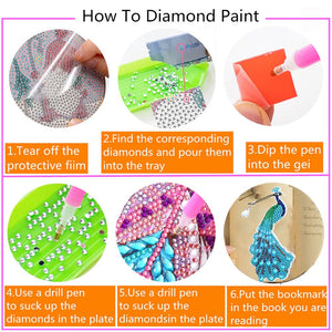 5D Diamonds Painting Bookmarks DIY Peacock Book Ornament Kits ktclubs.com