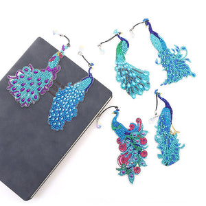 5D Diamonds Painting Bookmarks DIY Peacock Book Ornament Kits ktclubs.com