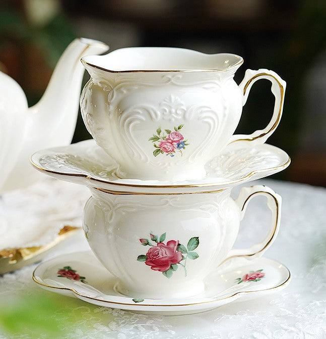 British Royal Ceramic Cups for Afternoon Tea, Elegant Ceramic Coffee Cups, Rose Bone China Porcelain Tea Cup Set, Unique Tea Cup and Saucer in Gift Box