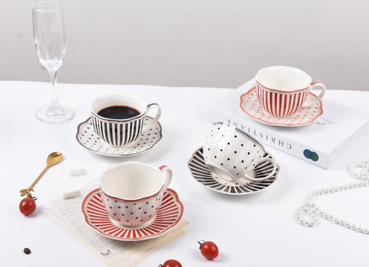 Unique Porcelain Cup and Saucer, Afternoon British Tea Cups, Creative Bone China Porcelain Tea Cup Set, Elegant Modern Ceramic Coffee Cups