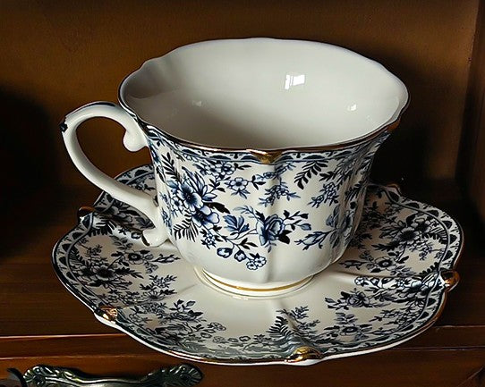French Style China Porcelain Tea Cup Set, Unique Tea Cup and Saucers, Royal Ceramic Cups, Elegant Vintage Ceramic Coffee Cups for Afternoon Tea