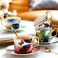 Elegant Tea Cups and Saucers, Jungle Toucan Pattern Porcelain Coffee Cups, Coffee Cups with Gold Trim and Gift Box