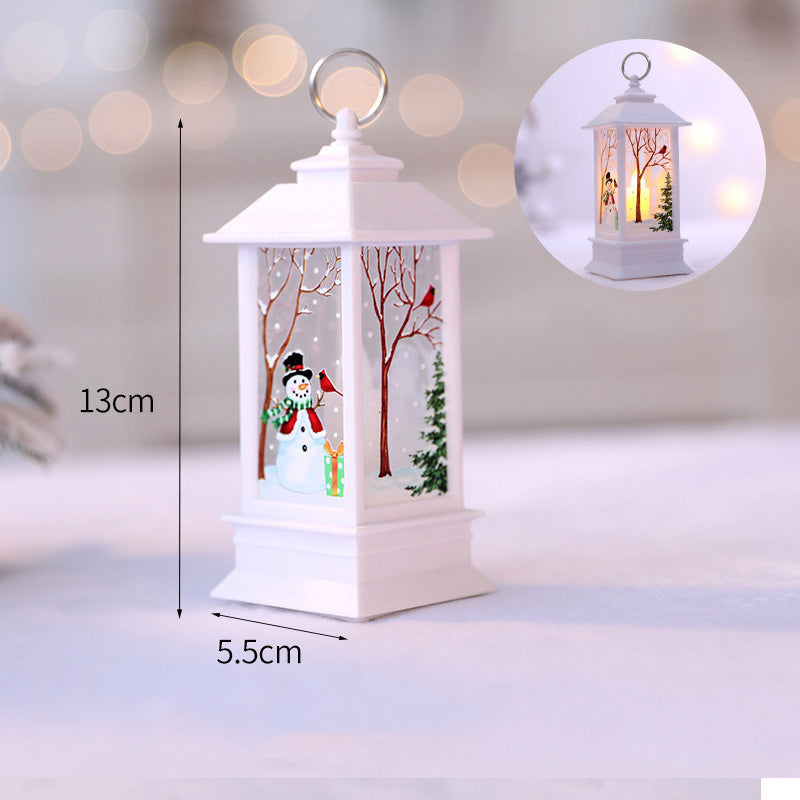 1pc Christmas Lantern Decoration, Vintage Style Hanging Electric Candle Oil Lamp, Christmas Ornaments For Tables & Desks, Holiday Home Decor