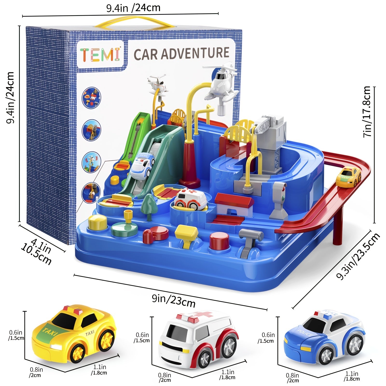 Kids Race Track Toys For Boy Car Adventure Toy For 3 4 5 6 7 Years Old Boys Girls, Puzzle Rail Car, City Rescue Playsets Magnet Toys W/ 3 Mini Cars, Preschool Educational Car Games Gift Toys