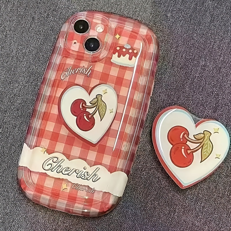 Red Plaid Love Cherry Phone Case