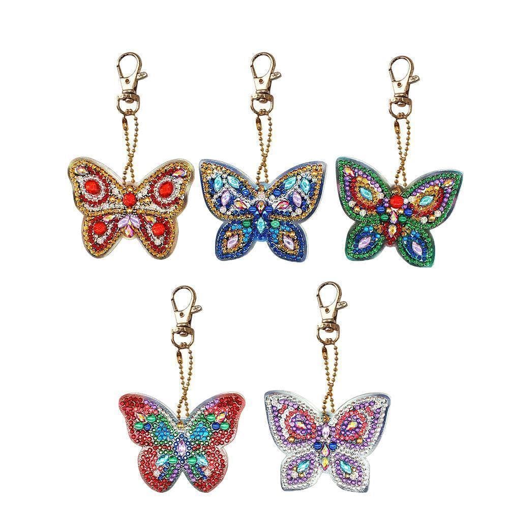 5pcs Butterfly DIY Full Drill Special Shaped  Diamond Keychain ktclubs.com