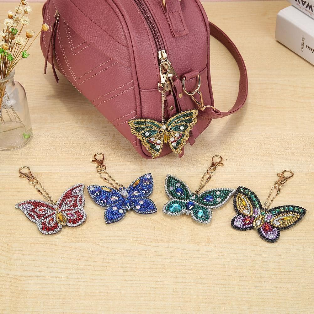 5pcs DIY Butterfly Full Drill Special Shaped Diamond  Keychain ktclubs.com